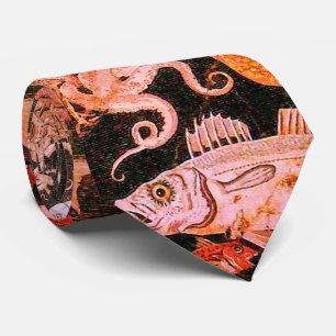 POMPEII OCEAN - ZEE LIFE SCENE Antiek Red Stropdas