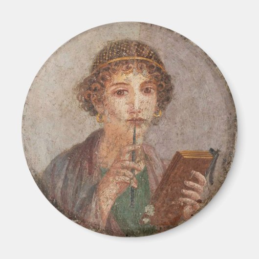 Pompeii Sappho Romeinse kunst Jonge vrouw Stylus T Magneet (Voorkant)
