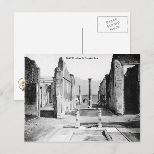 Pompeii, Villa en Vesuvius Briefkaart (Voorkant / Achterkant)