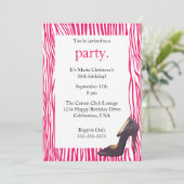 Pompen en Zebra Nachtelijke Uitnodiging (Roze) (Staand voorkant)