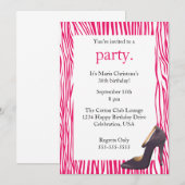 Pompen en Zebra Nachtelijke Uitnodiging (Roze) (Voorkant / Achterkant)