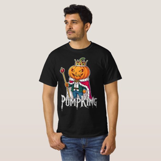 Pompen Halloween Cool Grappig Pompoen King Design T-shirt (Voorkant volledig)