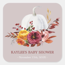 Pompen Herfst Baby shower gunst Vierkante Sticker