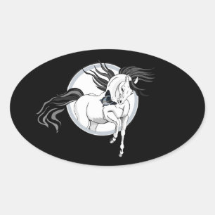 Pompen uit ~ Horse en vlinder Ovale Sticker