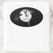 Pompen uit ~ Horse en vlinder Ovale Sticker (Tas)