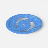Pompende blauwe dolfijn met monogram papieren bordje (Gekanteld)