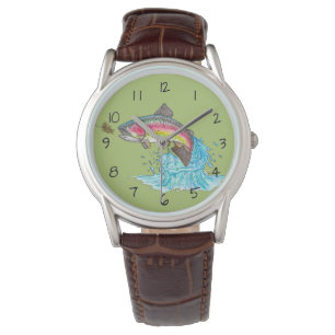 Pompende regenboogforel vliegen horloge