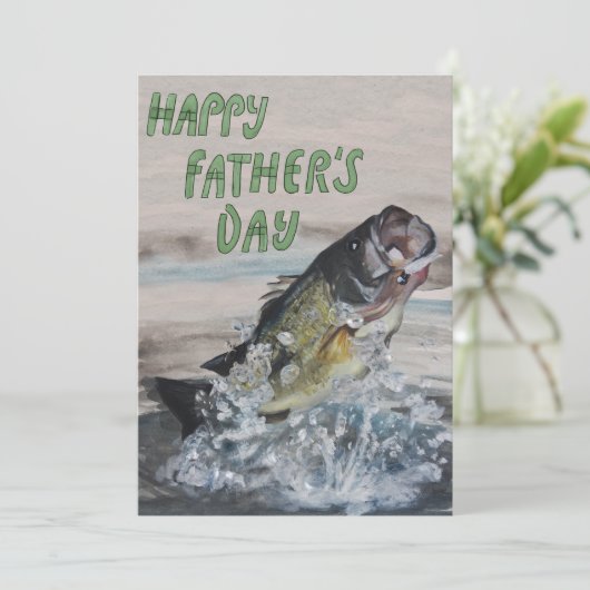 Pompende visvaderdag feestdagenkaart (Staand voorkant)