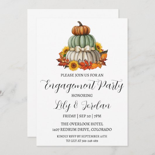 pompens herfst verlovingsfeest uitnodigingen (Voorkant / Achterkant)