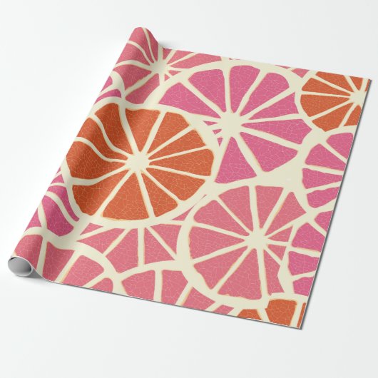 Pompenselen van pompelmoezen of van pomelo's, naad cadeaupapier (Uitgerold)