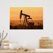 Pompinstallatie die olie pompt in West-Texas, VS Poster (Keuken)