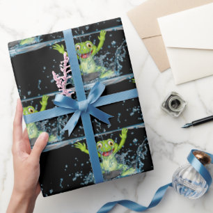 Pompkikkers in waterspuiten cadeaupapier