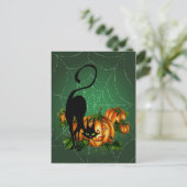 POMPKIN PATCH, ZWARTE CAT EN WEB, DOOR SHARON SHAR BRIEFKAART (Staand voorkant)