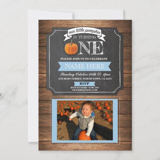 Pompoen 1e eerste verjaardagsfeestje uitnodigen kaart (Voorkant)