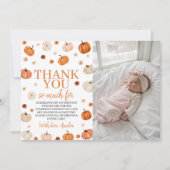 Pompoen 1e verjaardag foto Dank u kaart (Voorkant)