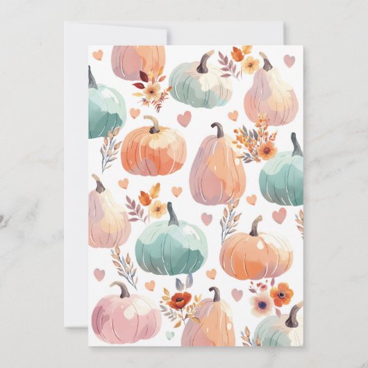 Pompoen 1e Verjaardag Kleine Pastel Herfst Herfst Kaart (Achterkant)