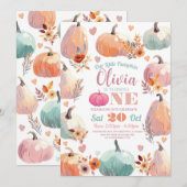Pompoen 1e Verjaardag Kleine Pastel Herfst Herfst Kaart (Voorkant / Achterkant)