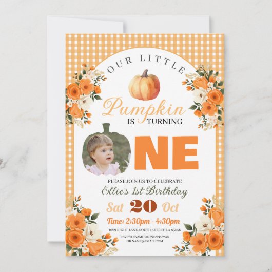 Pompoen 1e Verjaardag Kleine Pompoen Herfst Herfst Kaart (Voorkant)