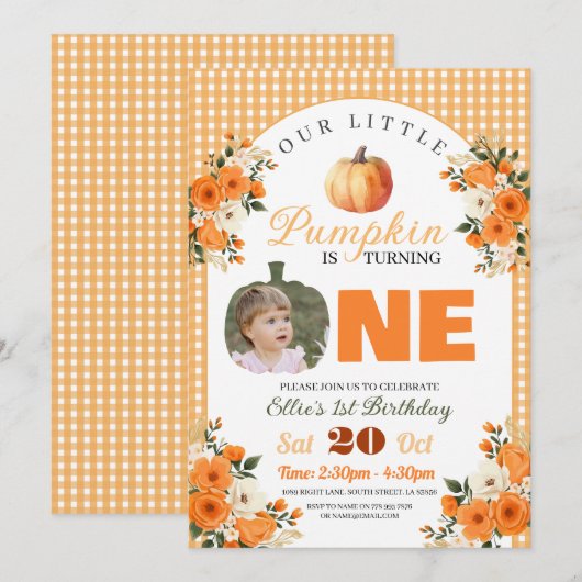 Pompoen 1e Verjaardag Kleine Pompoen Herfst Herfst Kaart (Voorkant / Achterkant)