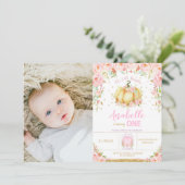 Pompoen 1e Verjaardag Kleine Pompoen Party Foto Kaart (Staand voorkant)