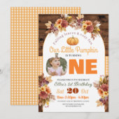 Pompoen 1e Verjaardag Little Photo One Autumn Herf Kaart (Voorkant / Achterkant)