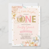 Pompoen 1e verjaardag Uitnodiging Blush Pink Gold (Voorkant)