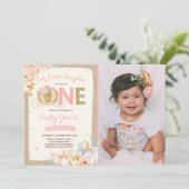 Pompoen 1e verjaardagsuitnodiging Rustic Roze Goud Kaart (Staand voorkant)