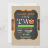 Pompoen 2e 2 Twee Verjaardag Party Jongen Meisje U Kaart (Voorkant)