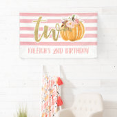 Pompoen 2e verjaardag banner - Girl Pink Stripes (Insitu)