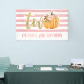 Pompoen 2e verjaardag banner - Girl Pink Stripes (Beurs)