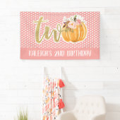 Pompoen 2e verjaardag banner - Meisroze Stippen (Insitu)