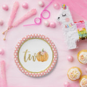 Pompoen 2e verjaardag Bord - Roze pooldots (Feest)