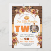 Pompoen 2e Verjaardag Kleine Foto Twee Herfst Herf Kaart (Voorkant)