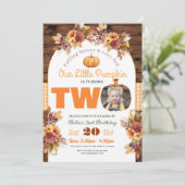 Pompoen 2e Verjaardag Kleine Foto Twee Herfst Herf Kaart (Staand voorkant)