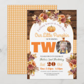 Pompoen 2e Verjaardag Kleine Foto Twee Herfst Herf Kaart (Voorkant / Achterkant)