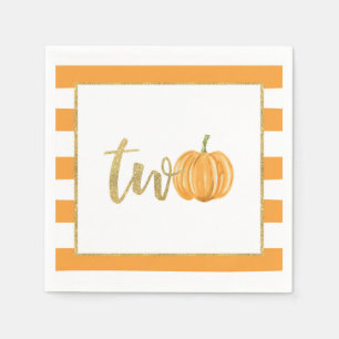 Pompoen 2e verjaardag Napkin - Oranje stripes Servet