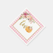 Pompoen 2e Verjaardag Servet - Bloemen Roze Plaid (Hoek)