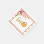 Pompoen 2e Verjaardag Servet - Bloemen Roze Strepe (Hoek)