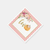 Pompoen 2e Verjaardag Servet - Bloemroze Stippen (Hoek)