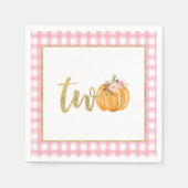 Pompoen 2e verjaardag servet - Pink Plaid (Voorkant)