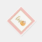 Pompoen 2e verjaardag servet - Roze Stippen (Hoek)