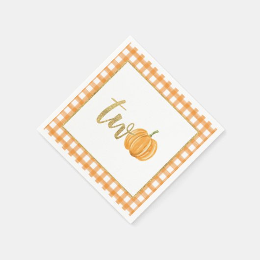 Pompoen 2e Verjaardag Servet - Sinaasappel Plaid (Hoek)