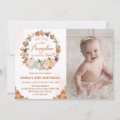 Pompoen 2e Verjaardag Sinaasappel Bloemenfeest Kaart (Voorkant)