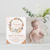 Pompoen 2e Verjaardag Sinaasappel Bloemenfeest Kaart (Staand voorkant)