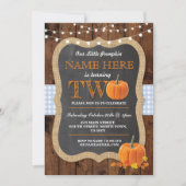 Pompoen 2e Verjaardagsfeest TWEE Blauwe Uitnodigin Kaart (Voorkant)