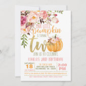 Pompoen 2ND Birthday Invitation - Floral Stripes Kaart (Voorkant)