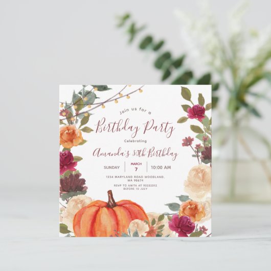 Pompoen 30e verjaardagsfeest Boho slingerlicht Kaart (Staand voorkant)