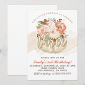 Pompoen 3e verjaardag uitnodiging (Voorkant / Achterkant)