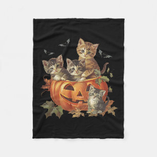Pompoen 90s Cat Retro Halloween Fleece Deken