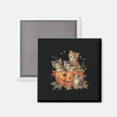 Pompoen 90s Cat Retro Halloween Magneet (Voorkant / Achterkant)